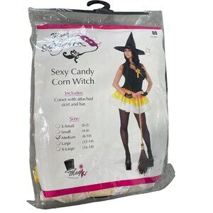 Magik Nights Sexy Candy Corn Witch Costume Size Medium Black Orange Yellow NEW